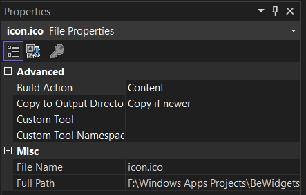 Set Build Action to Content