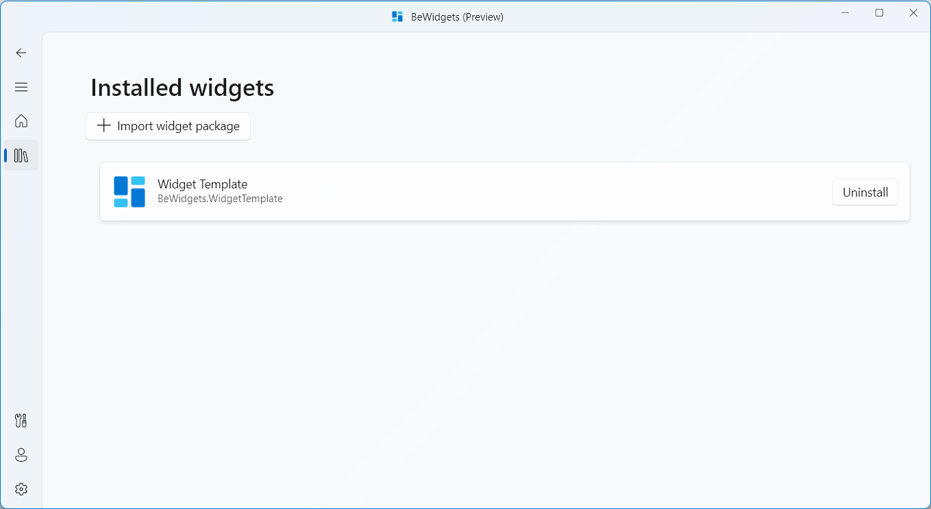 Installed widget package