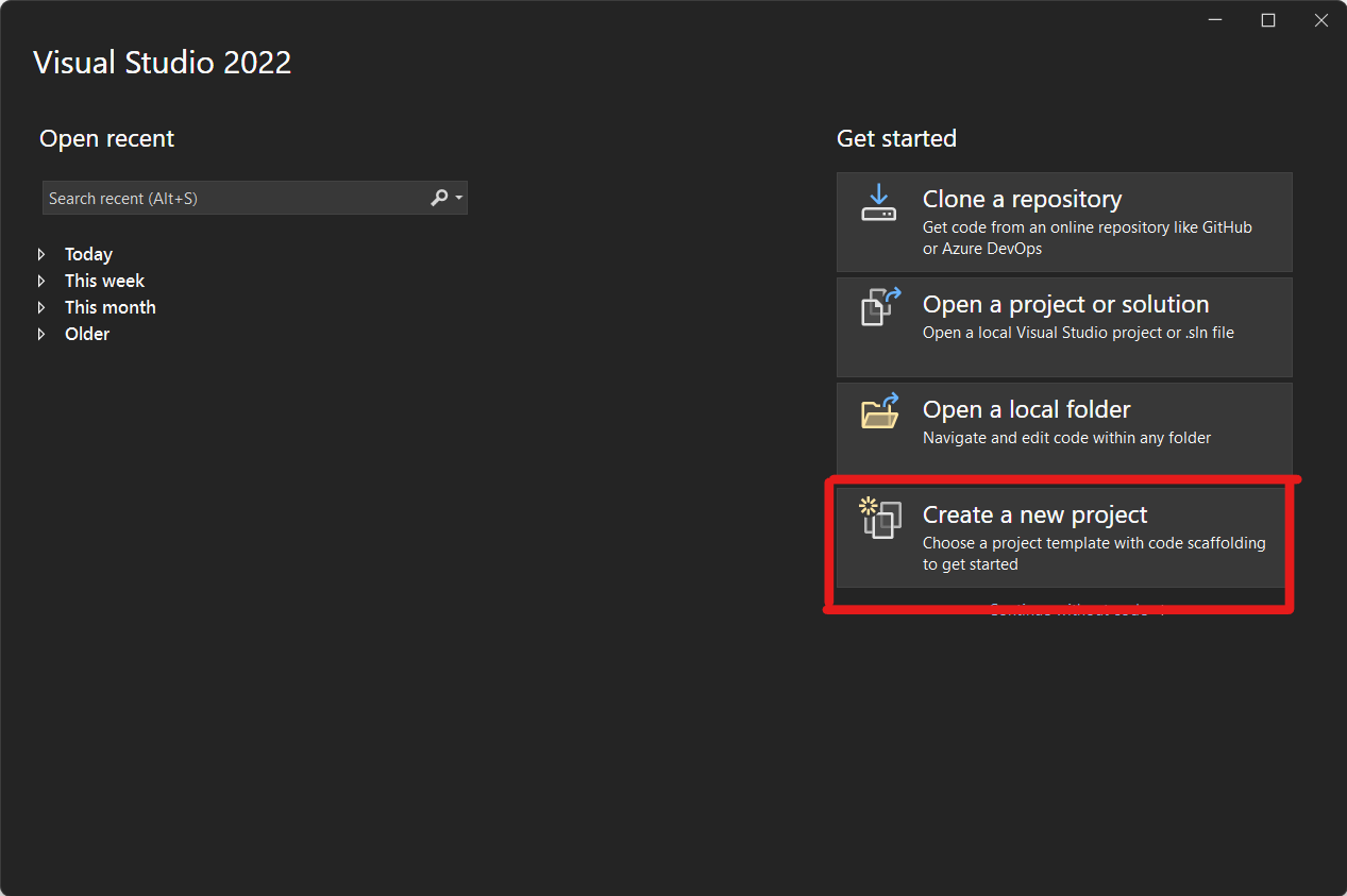 VS Create new project