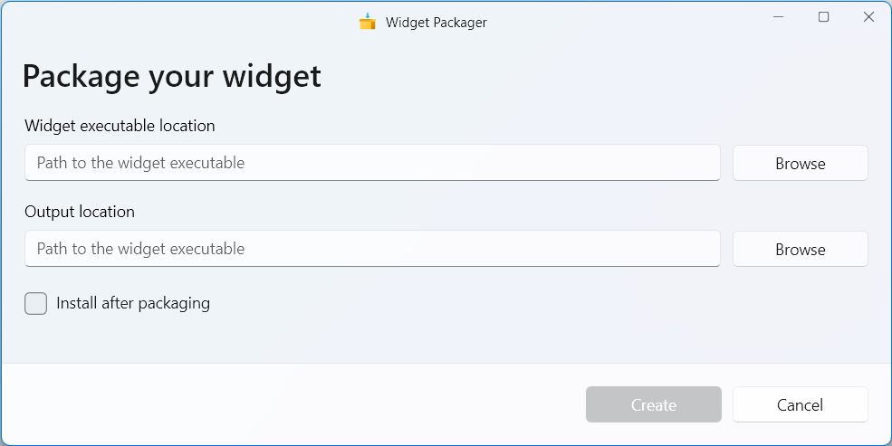 Widget packager